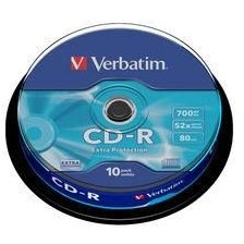 Blank Cd-R Verbatim Datalife 52x 700mb 10pk Spindle Extra Protection 43437