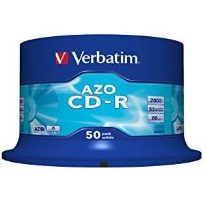 Blank Cd-R Verbatim Azo 52x 700mb 25pk Spindle Wide Inkjet Printable Id Branded 43439