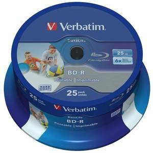 Blank Bd-R Verbatim Sl Datalife 6x 25gb 50pk Spindle Wide Printable No Id 43812