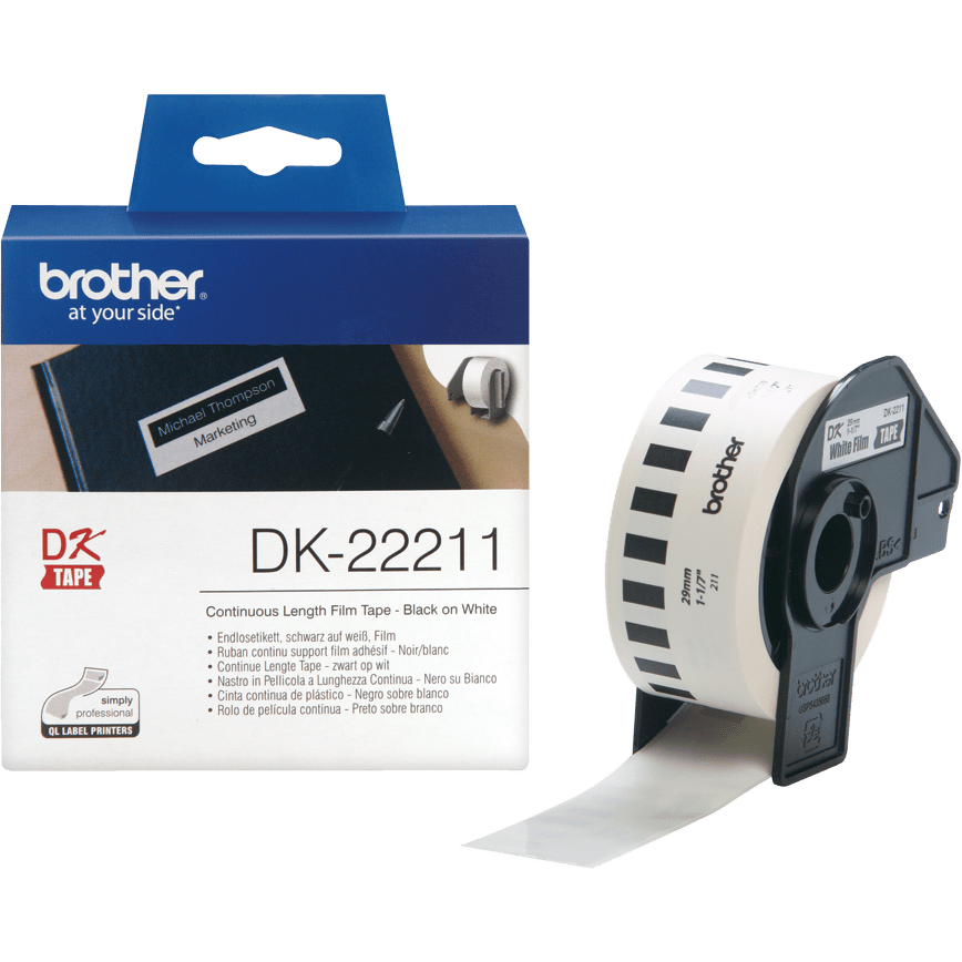 Banda continua laminata Brother DK22211, 29mm, 15,24m