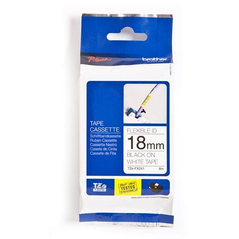 Brother TZEFX241 Brother TZEFX241 Banda laminata flexi id 18mm BLACK ON WHITE