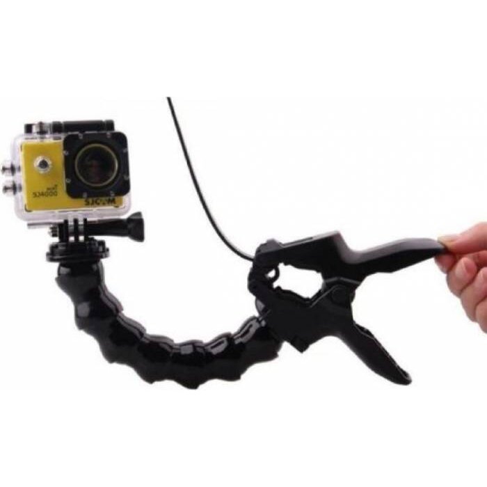 Sjcam Alligator Clip, Monopied Articulat Cu Prindere Tip Alligator Clip Si Montura Cu Sina, Compatibil Cu Seriile 4000 / 5000 / M10, Lungime 19cm