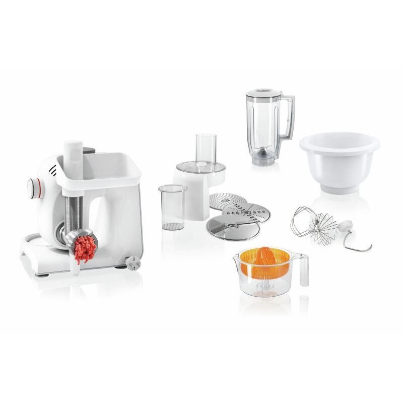 Robot de bucatarie Bosch MUM5 MUM58258, 1000 W, 7 viteze + Pulse, bol 3.9 l, Alb-Argintiu