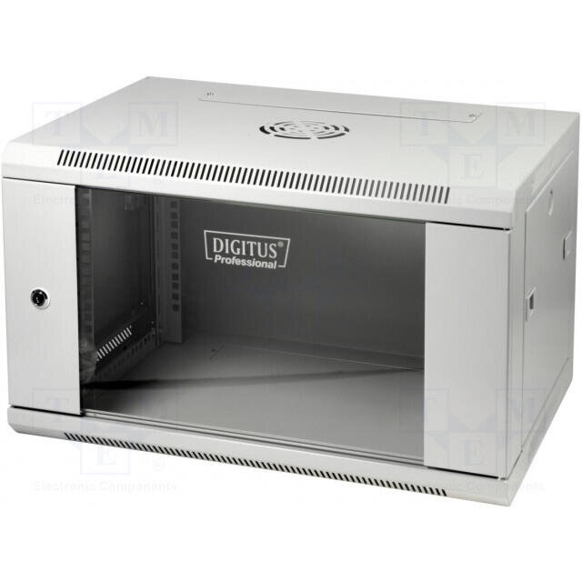 DIGITUS Wallmount cabinet 6U, 600x450mm, grey RAL 7035, geam