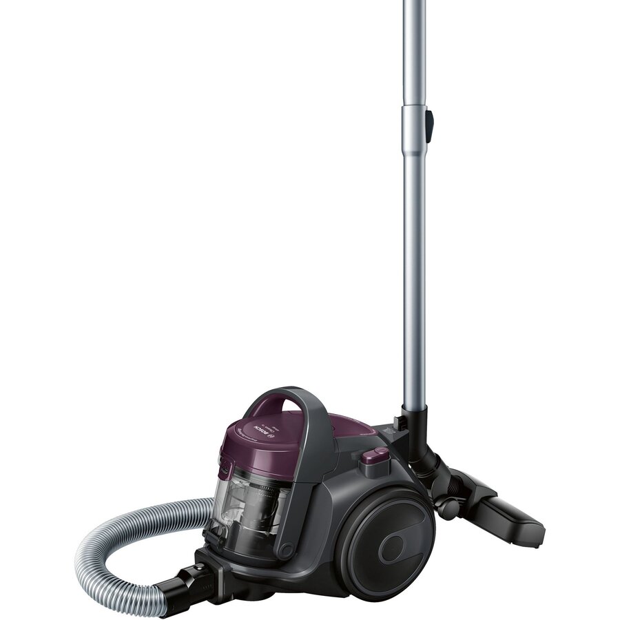 Aspirator fara sac Bosch 3A BGC05AAA1, 700W, 1.5 L, filtru igienic PureAir, sistem Easy Clean, negru-mov