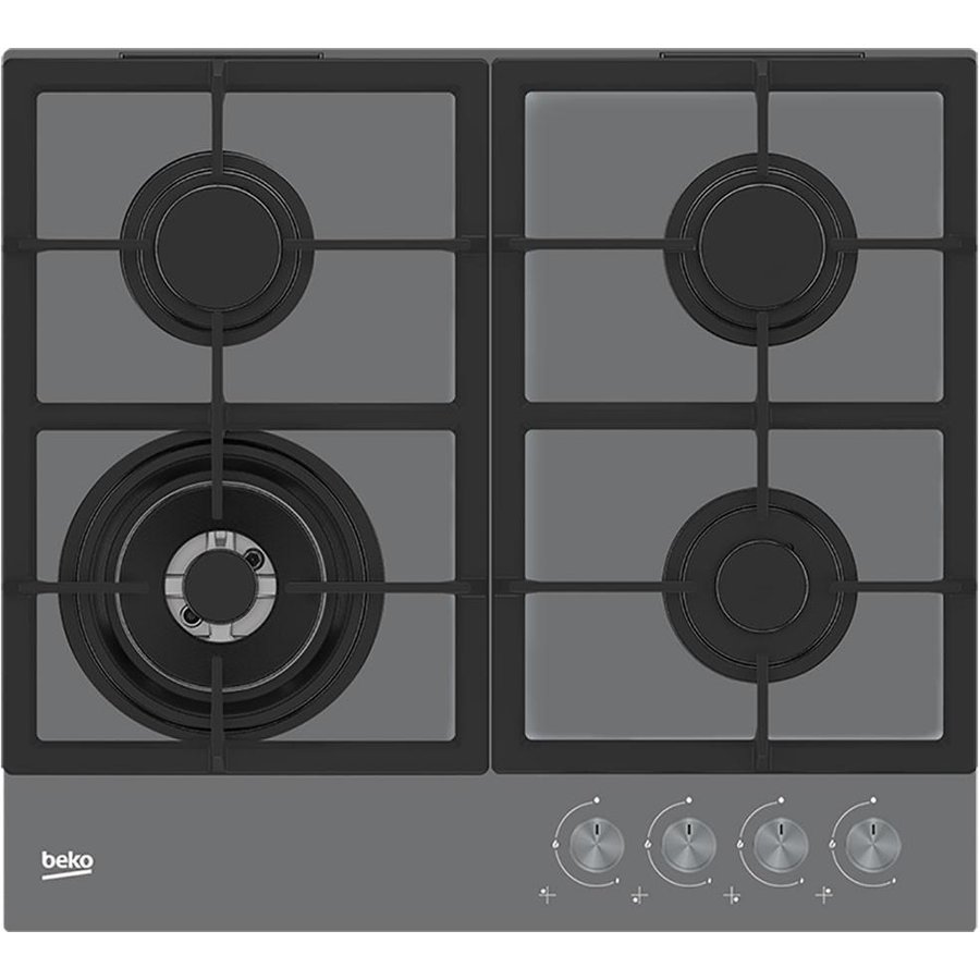 Plita incorporabila Beko HILW64225SZG, Gaz, 4 Arzatoare, Arzator Wok, 60 cm, Gri Zara