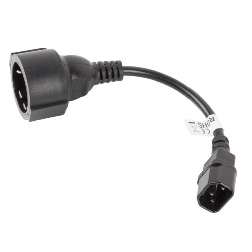 Cablu Adaptor Lanberg CA-C14E-10CC-0018-BK, C14 - Schuko, 0.2m, Black