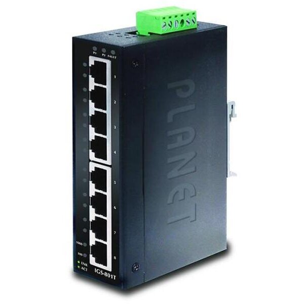 Switch industrial Planet, Protectie IP 30, 8 porturi 10/100/1000 Base-T (-40 la +75 Gr C)