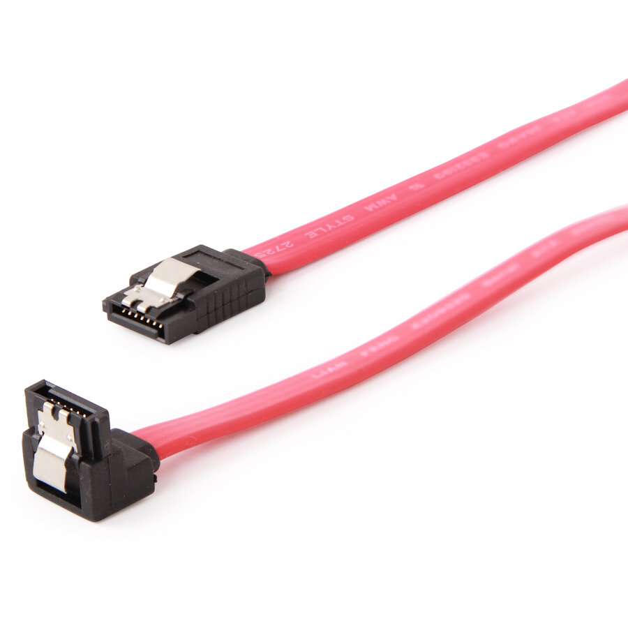 Gembird Serial ATA III 30 cm Data Cable with 90 degree bent, metal clips, red