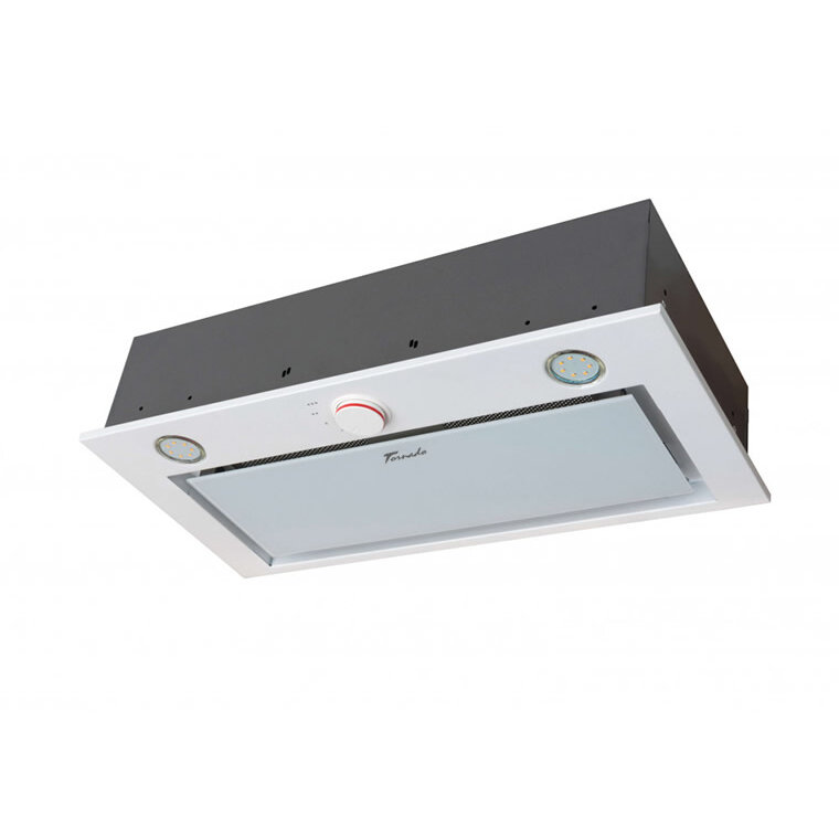 Hota Incorporabila Tornado Modul Glass 750 (60), 1 motor, latime 60 cm, 3 viteze, absorbtie 750 m3/ora, Alb