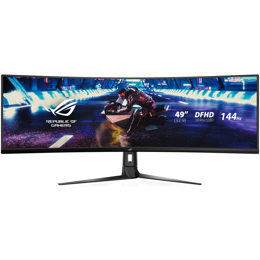 Monitor LED Asus Gaming CURBAT VA Q SAmsUNG 49 SUPER ULTRA-WIDE 32:9, HDR, 144HZ, 1ms, HDMI, DISPLAY PORT, FREESYNC, NEGRU, LC49HG90DM