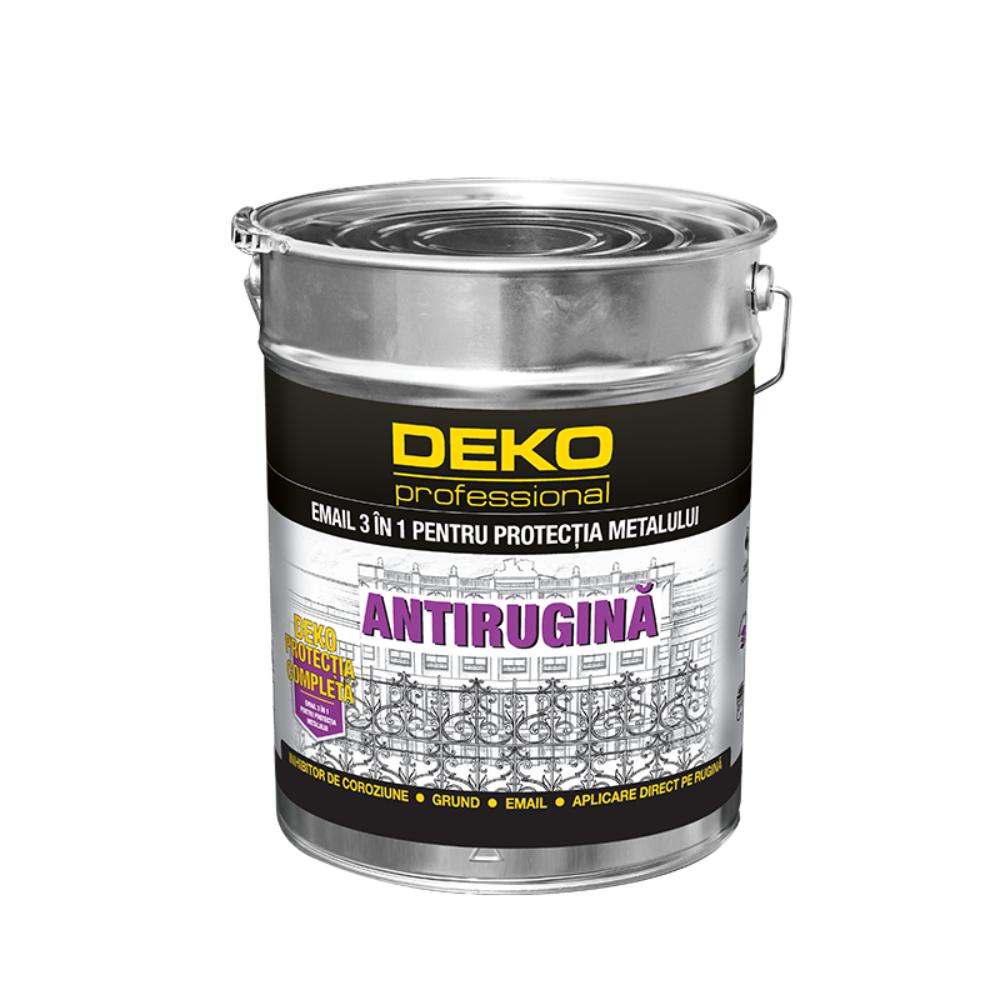 Email alchidic antirugina Deko Professional 3 in 1, gri antracit, interior / exterior, 10 kg