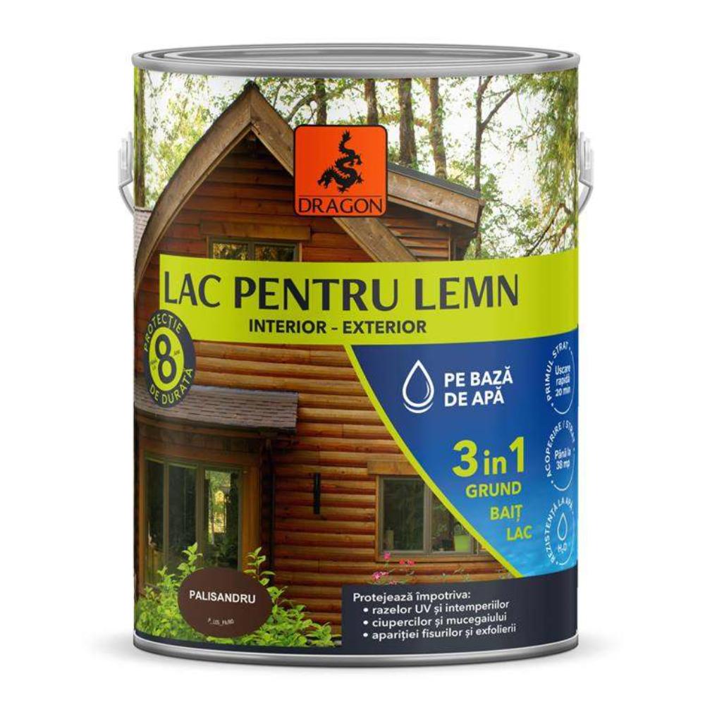 Lac pentru lemn 3in1 Dragon, palisandru, pe baza de apa, interior/exterior, 2.5 l