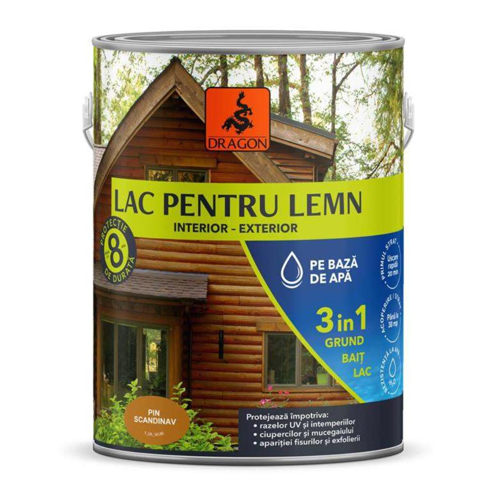 Lac pentru lemn 3in1 Dragon, pin scandinav, pe baza de apa, interior/exterior, 2.5 l