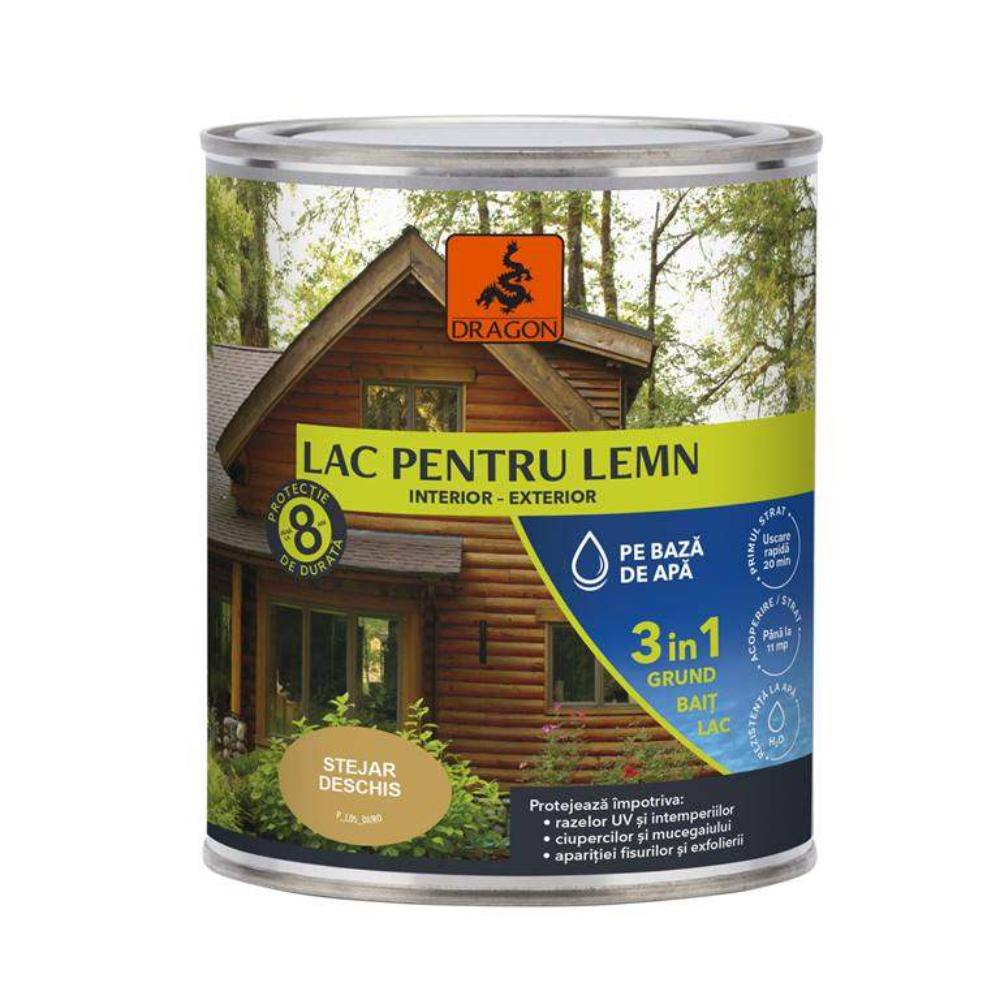 Lac pentru lemn 3in1 Dragon, stejar deschis, pe baza de apa, interior/exterior, 700 ml