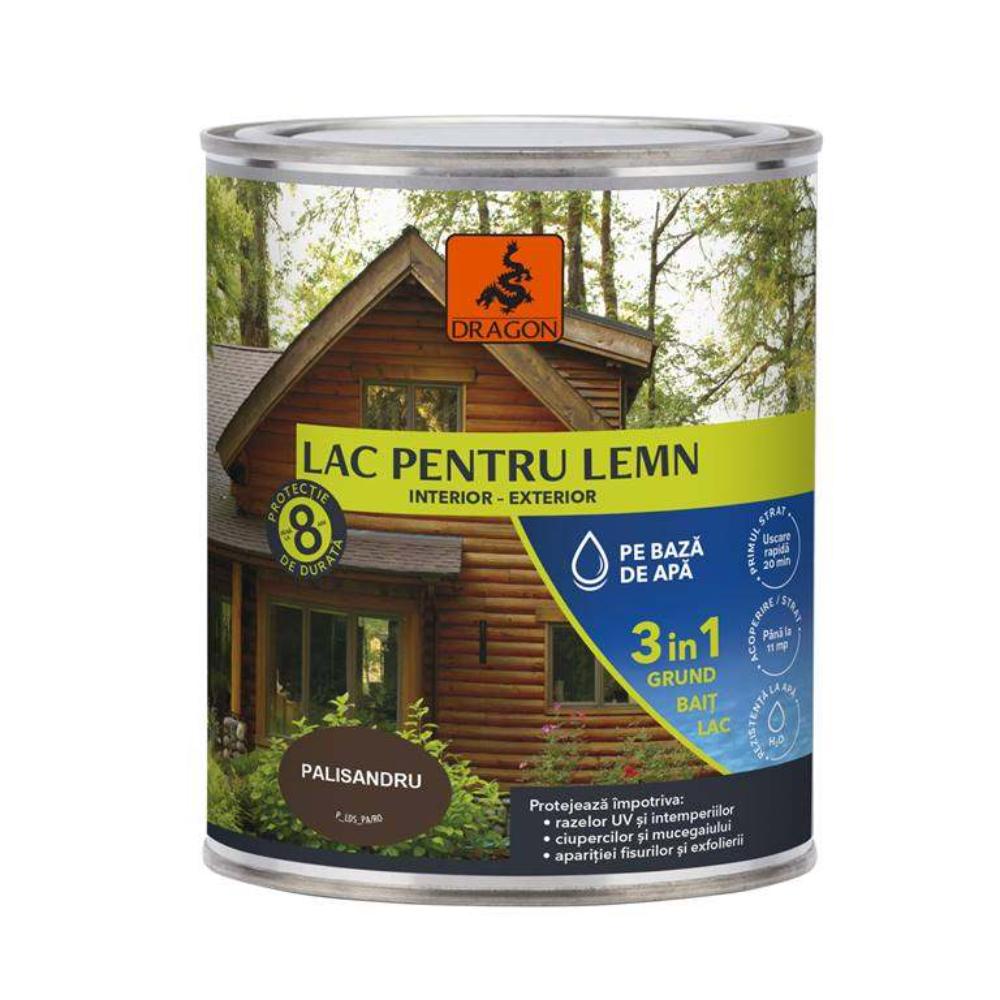 Lac pentru lemn 3in1 Dragon, palisandru, pe baza de apa, interior/exterior, 700 ml