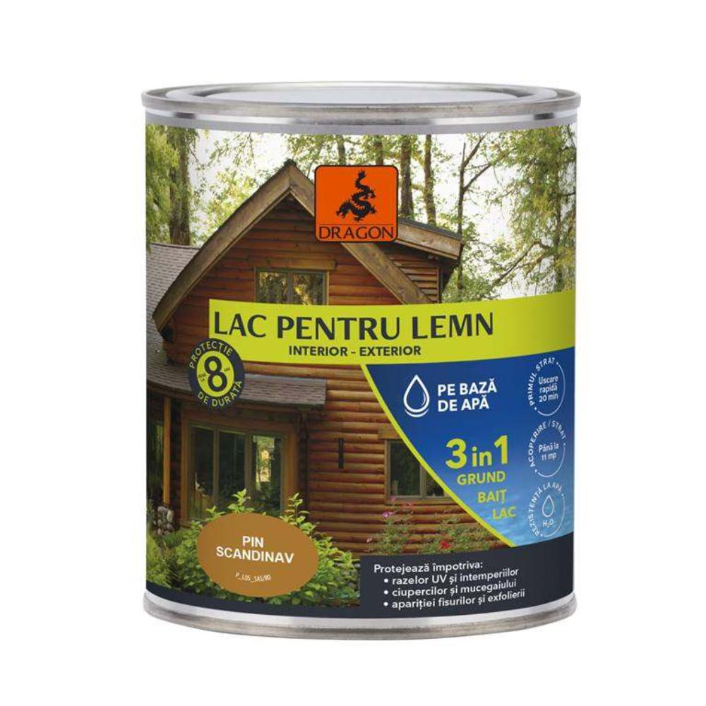 Lac pentru lemn 3in1 Dragon, pin scandinav, pe baza de apa, interior/exterior, 700 ml
