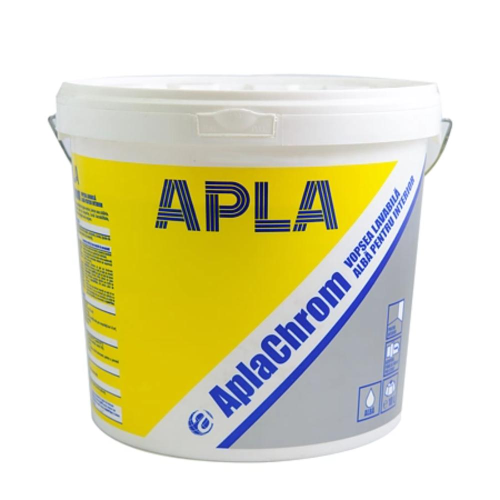 Vopsea lavabila Apla Chrom, alba, pentru interior, 10 L