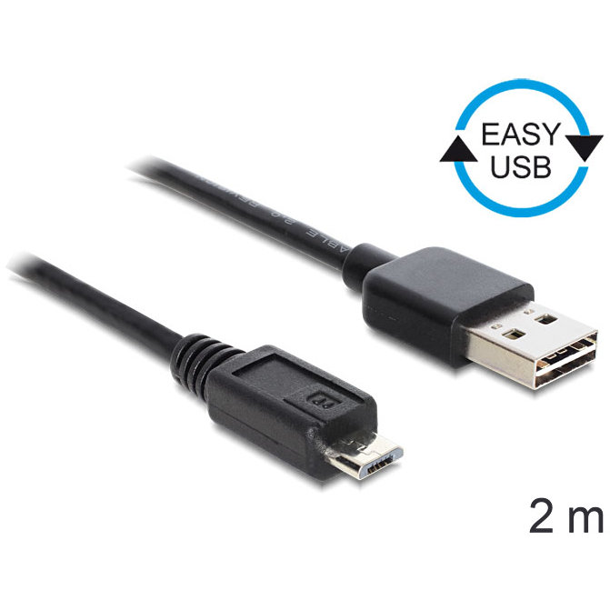 Delock Cable EASY-USB 2.0-A male > Micro USB 2.0 male 2 m