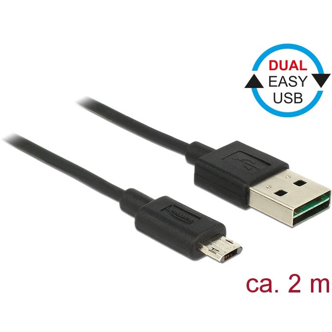 Delock Cable Easy USB 2.0 type-A male > Easy USB 2.0 type Micro-B male 2m black