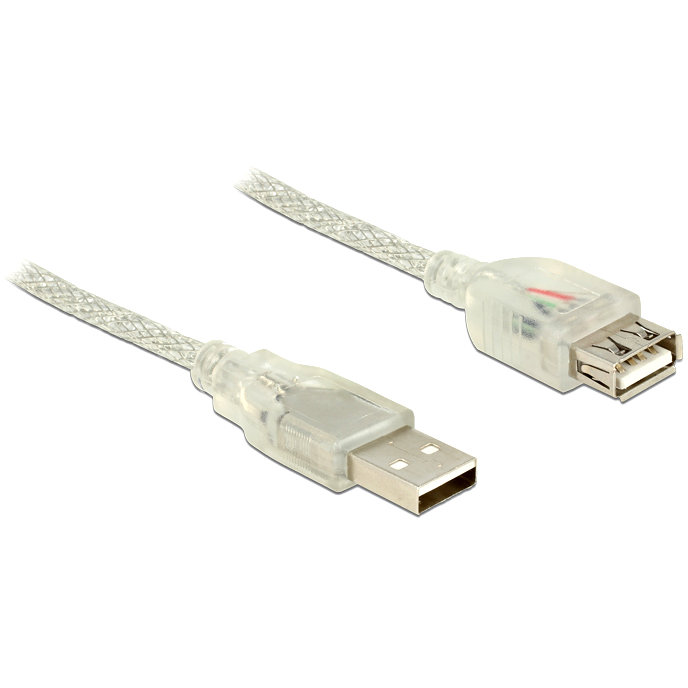 Delock Extension cable USB 2.0 Type-A male > USB 2.0 Type-A female 1.5m transparent