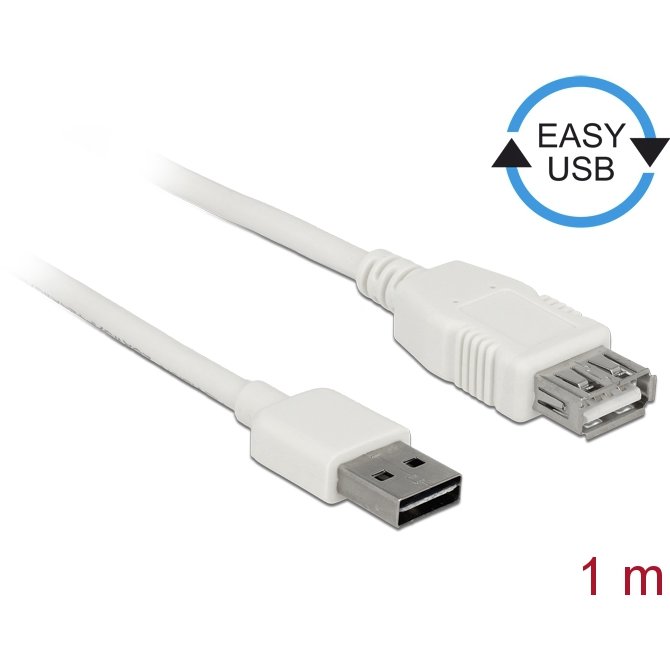 Delock Cable USB AM-AF 2.0 1m Easy-USB White