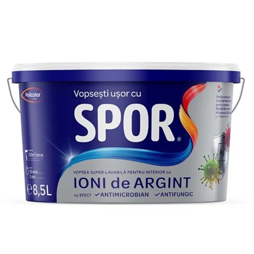Vopsea superlavabila interior Spor, cu ioni de argint, alb, 8.5 l