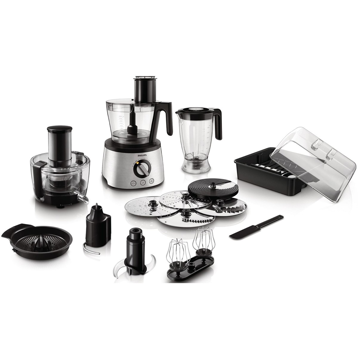 Robot de bucatarie Philips Avance Collection HR7778/00, 1300 W, bol 3.4 l, blender 2.2 l, Storcator de fructe si legume, 12 viteze + Pulse, Inox