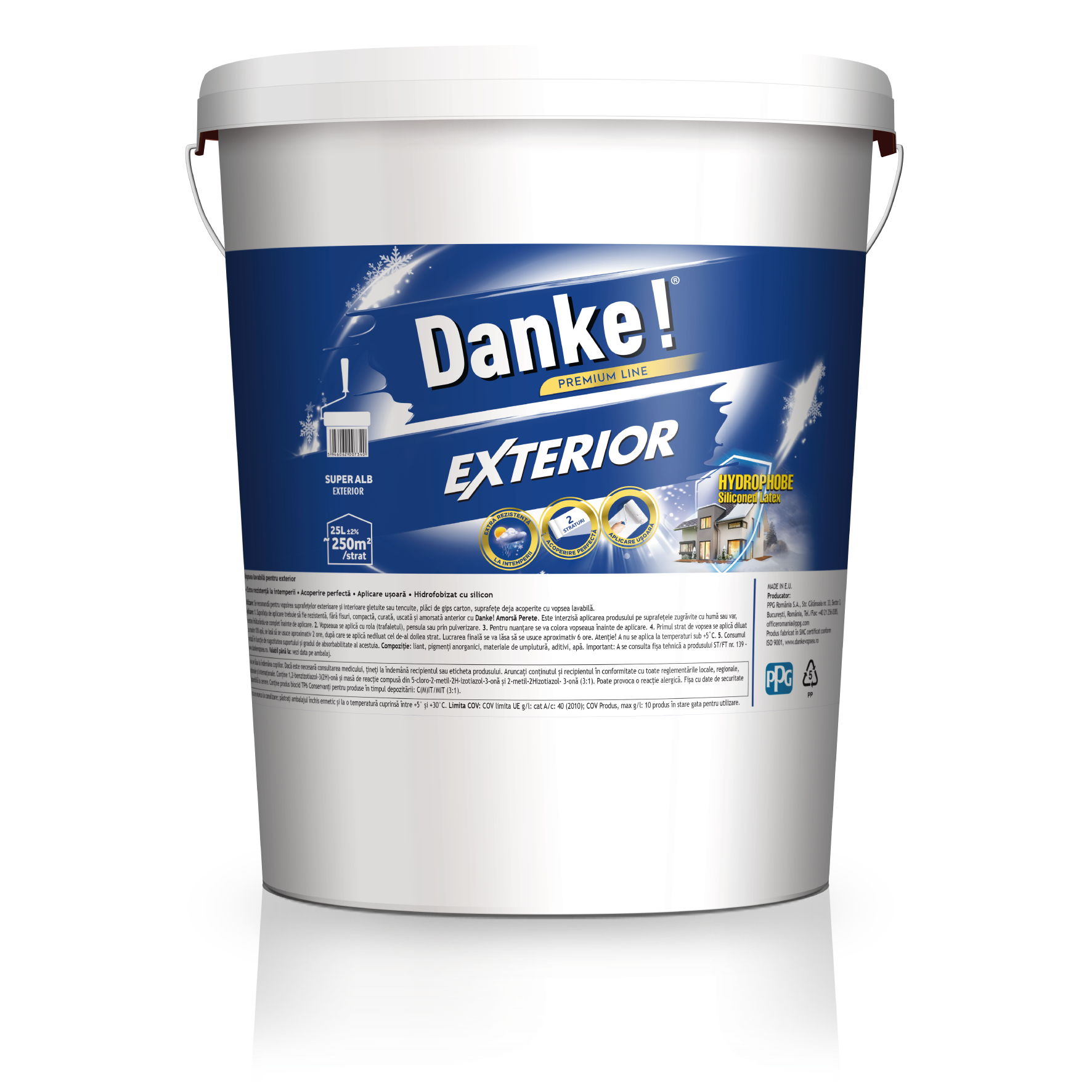 Vopsea lavabila exterior Danke, alb, 25 l