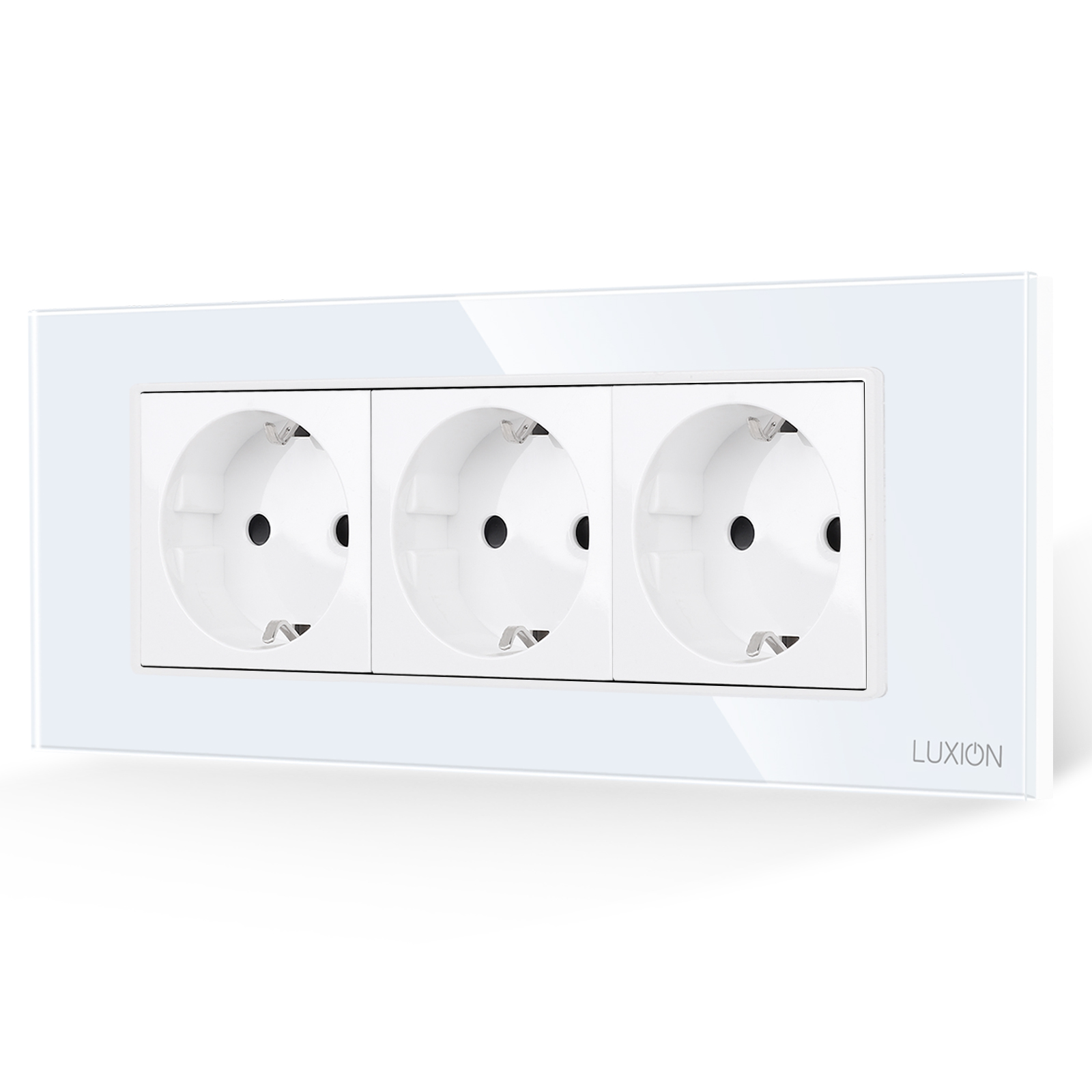 Priza Tripla cu Rama din Sticla LUXION, Standard Italian, 6M