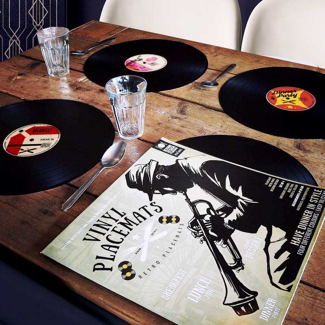 Set de 4 Suporturi de Masă Înregistrări de Gramofon