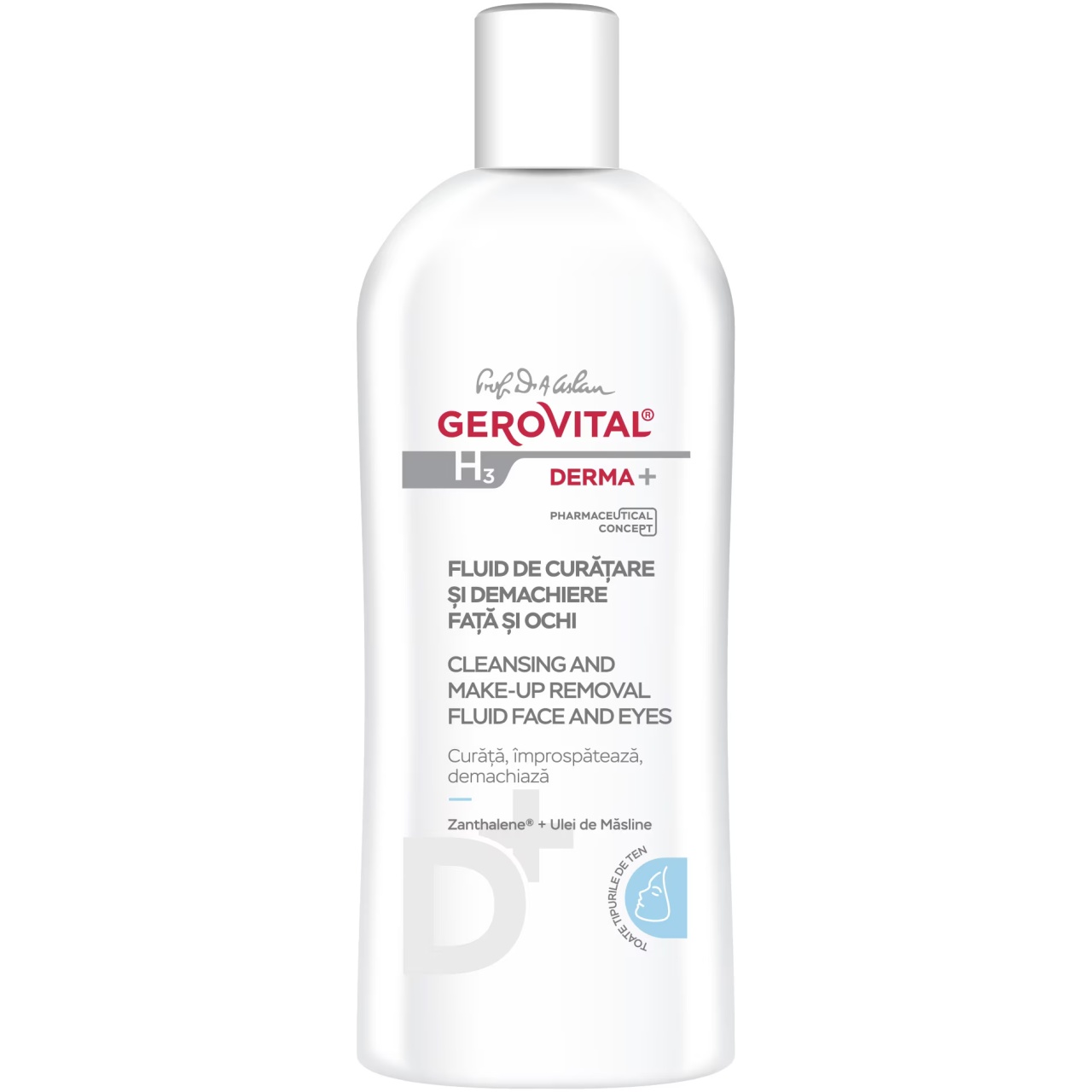 Fluid de curatare si demachiere Gerovital H3 Derma+ (Gramaj: 200 ml, Concentratie: Gel de curatare)