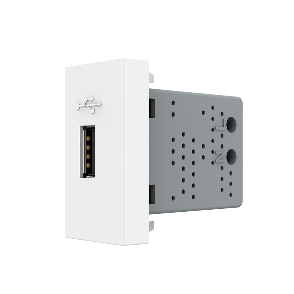 Modul priza USB Tip A Livolo VL-FCUS-1WP, policarbonat, alb