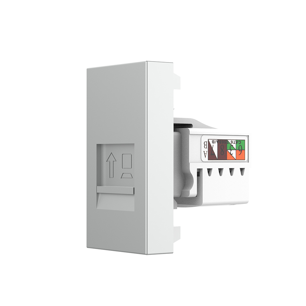 Modul priza retea RJ45 Livolo VL-FCCP-1WP, policarbonat, alb