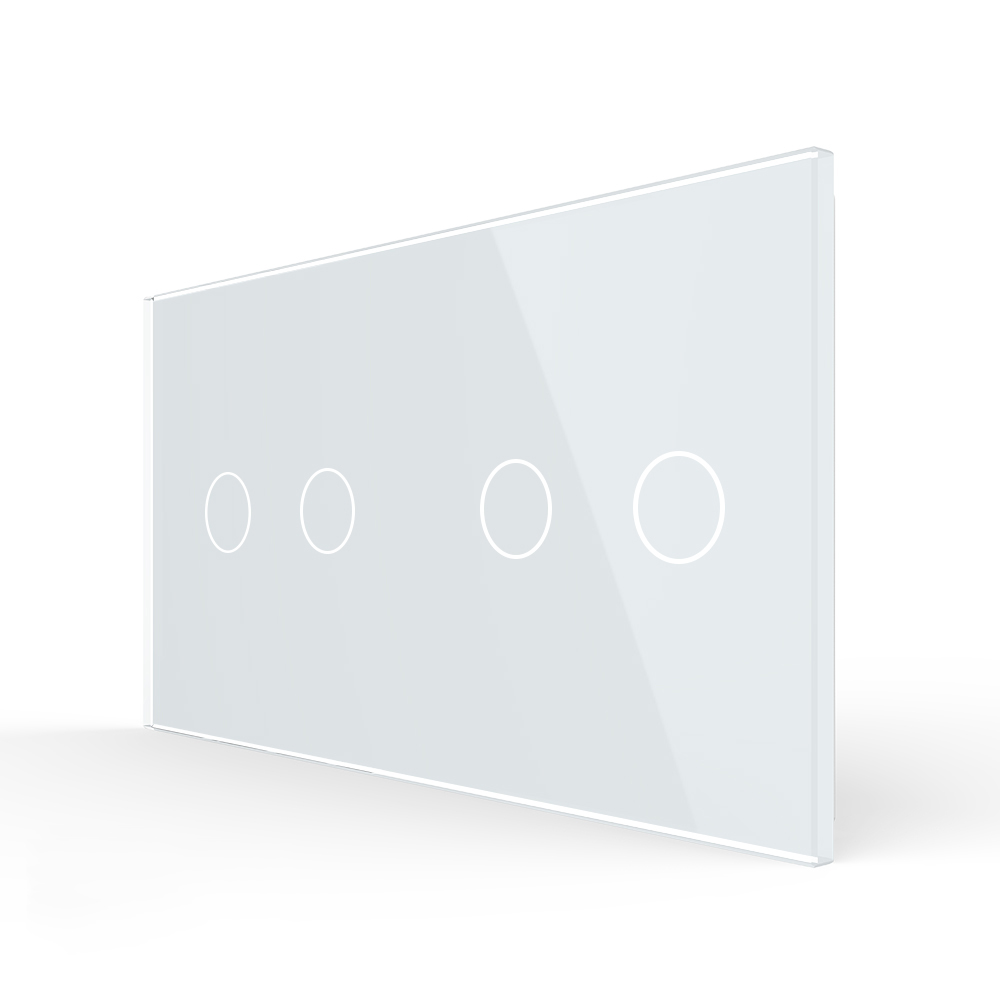 Panou intrerupator 2 x dublu Livolo VL-P701/01-4W, sticla securizata, alb