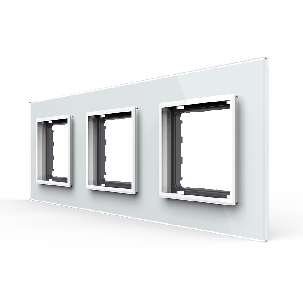 Rama priza tripla Livolo VL-P7E/E/E-6W, sticla securizata, alb