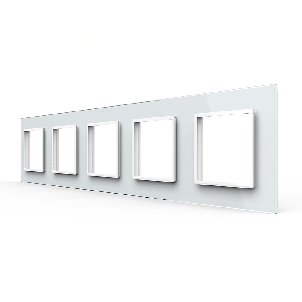 Rama priza cvintupla Livolo VL-P7E/E/E/E/E- 10W, sticla securizata, alb