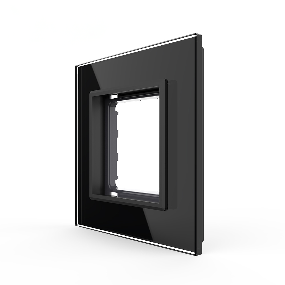 Rama priza simpla Livolo VL-P7E-2W, sticla securizata, negru