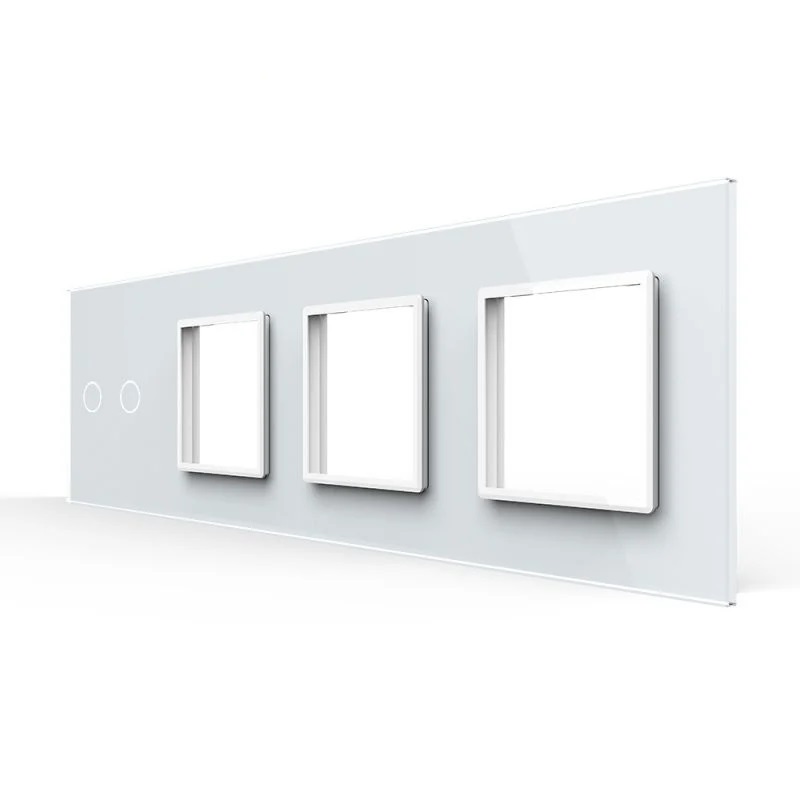 Panou Intrerupator Dublu + 3 Prize LIVOLO din Sticla, Standard German