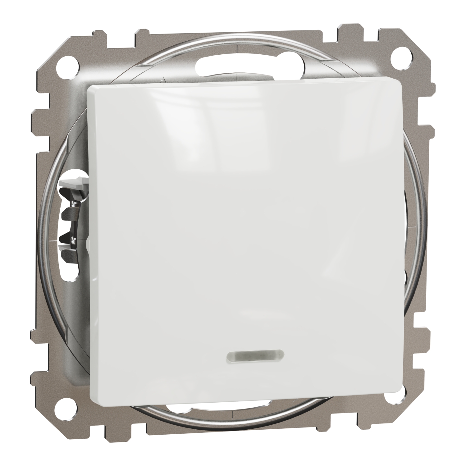 Intrerupator cap scara Schneider Sedna SDD111106L, IP20, montaj incastrat, cu indicator luminos, alb 73 x 73 x 24 mm