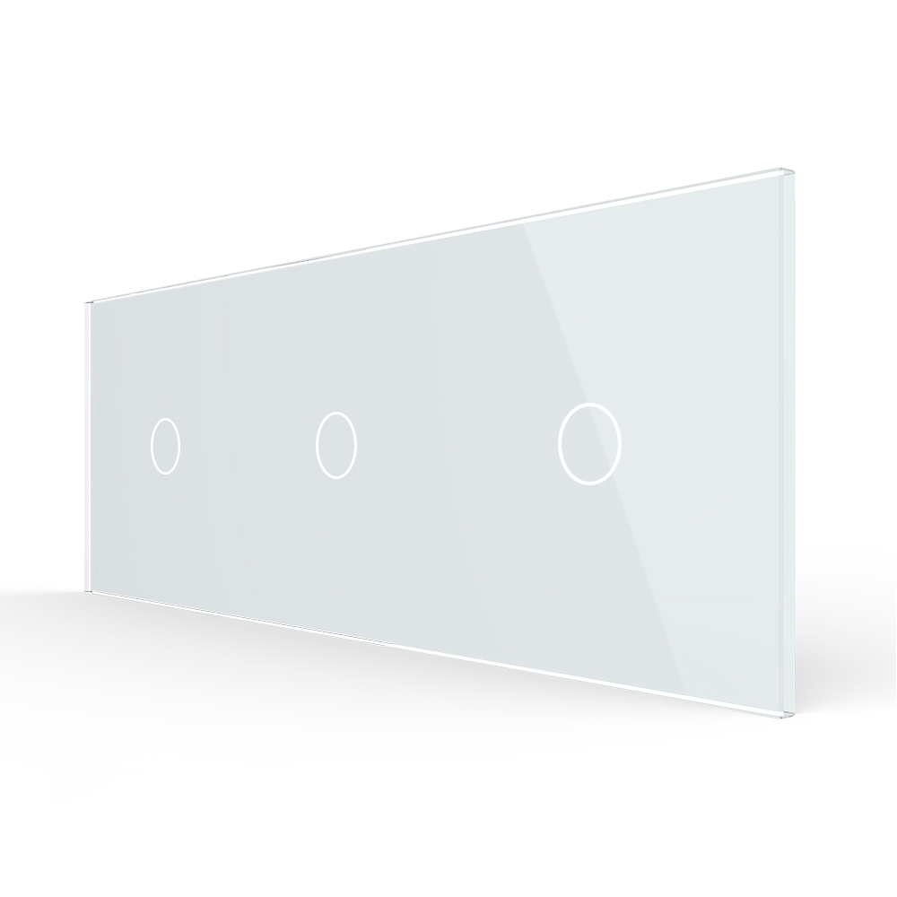 Intrerupator 3 x simplu Livolo VL-P701/01-4W, sticla securizata, alb