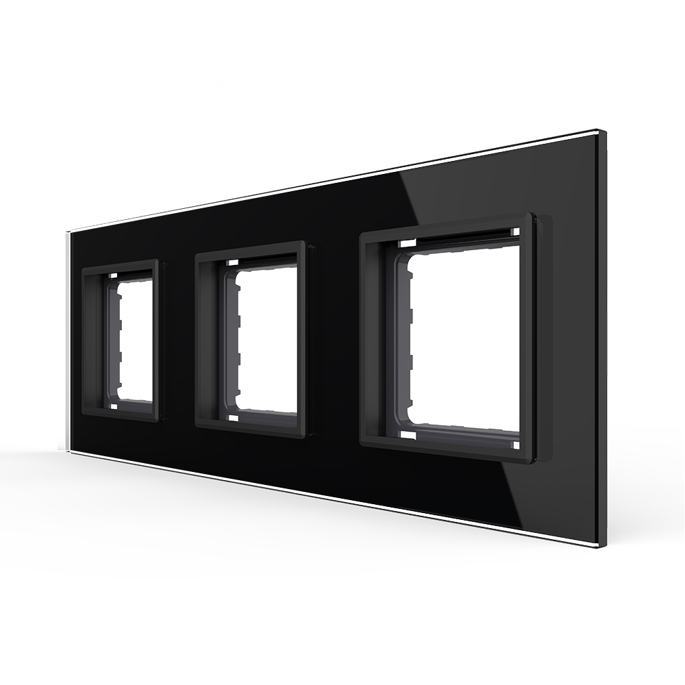Rama priza tripla Livolo VL-P7E/E/E-6B, sticla securizata, alb