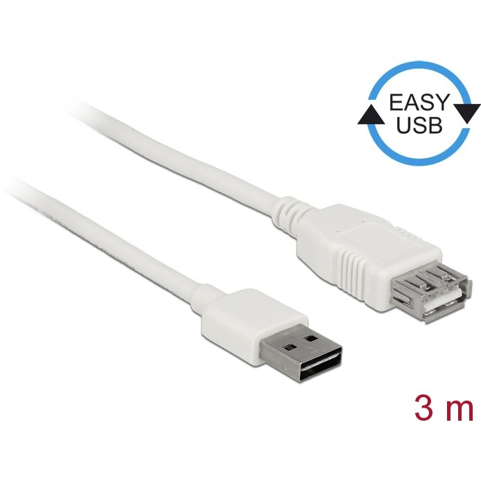 Delock Cable USB AM-AF 2.0 3m Easy-USB White