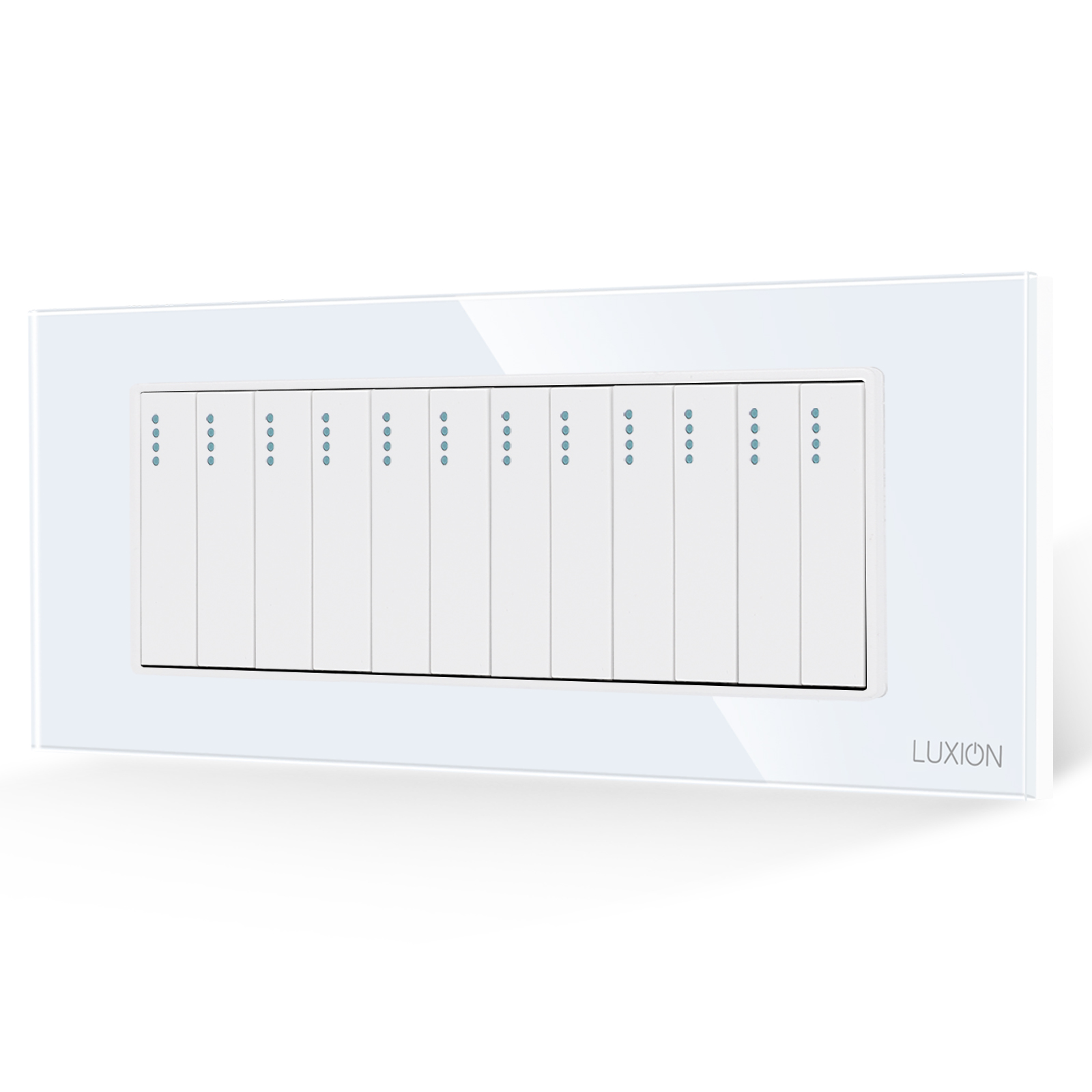 Intrerupator Mecanic 12 Posturi LUXION cu Rama din Sticla, Standard Italian, 6M