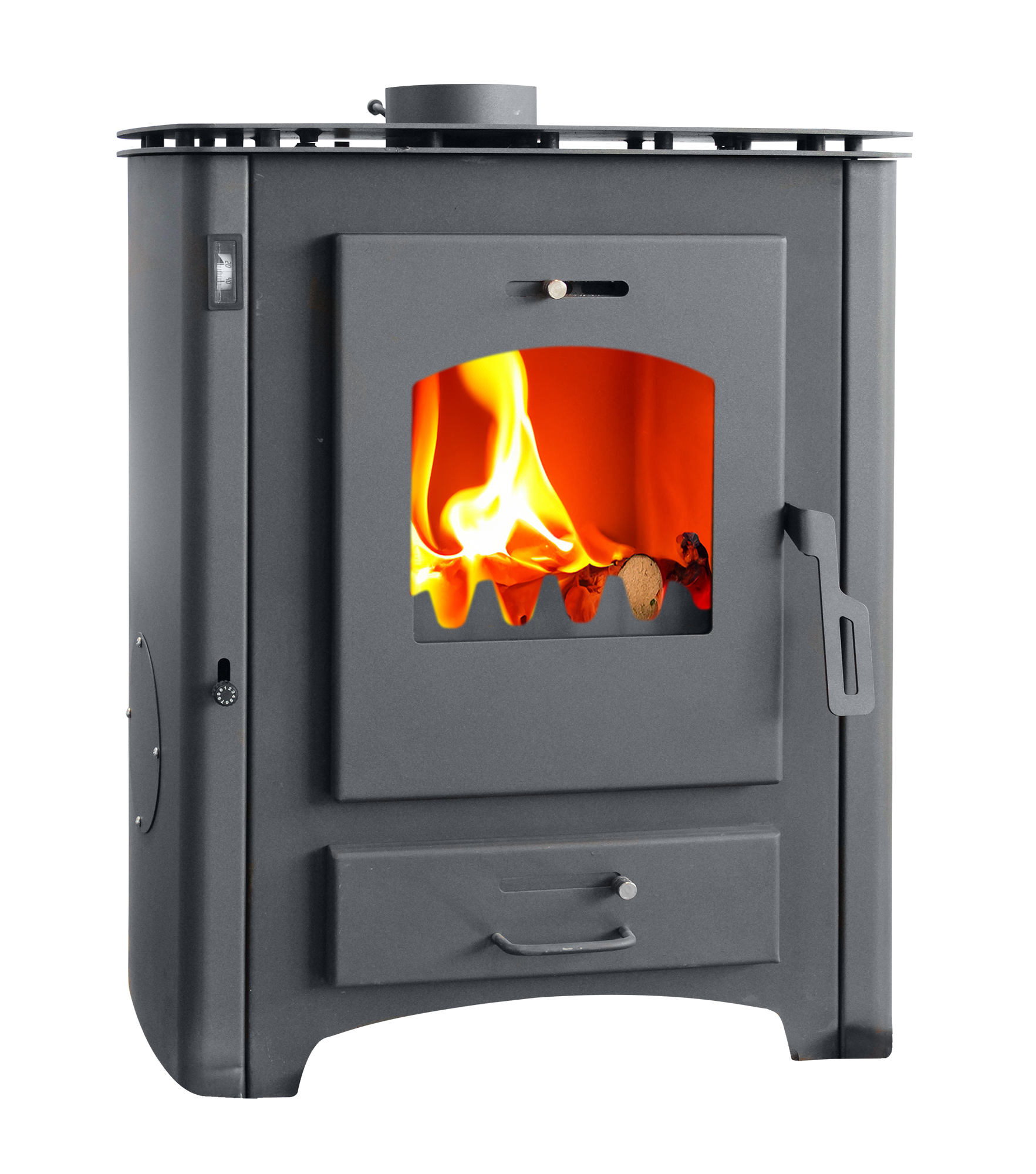 Pachet Termosemineu pe lemne brichete si carbune Fornello B Max ER Black 24-26 kW Boiler Vas expansiune Pompa si Fitiguri