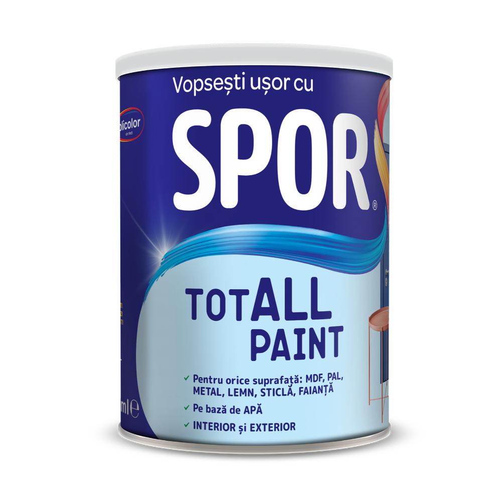 Vopsea pentru lemn/metal/sticla Spor Totall Paint, pe baza de apa, interior/exterior, anthracite, 0.6 l
