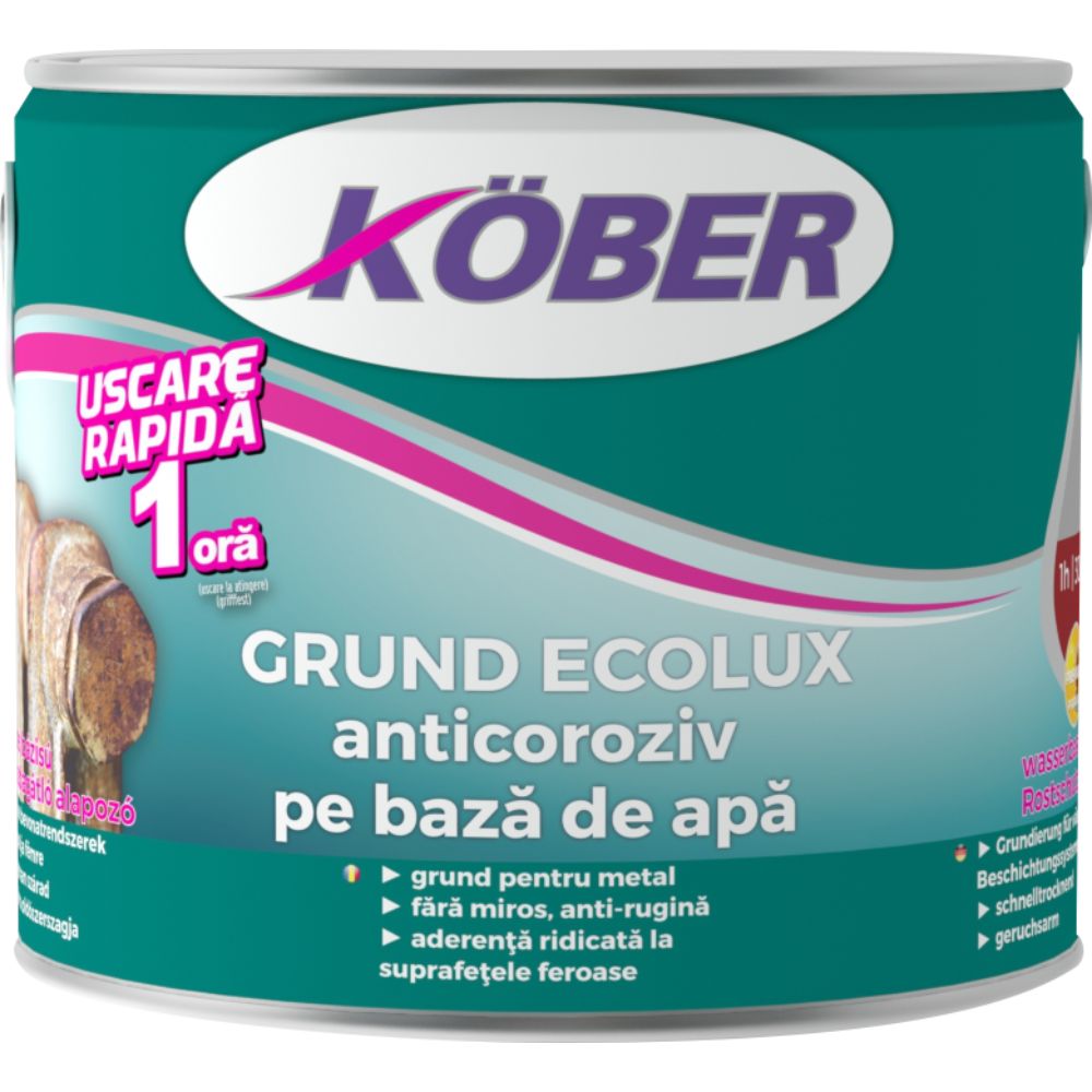 Grund Anticoroziv Kober Ecolux, pe baza de apa, rosu, 2.5 l