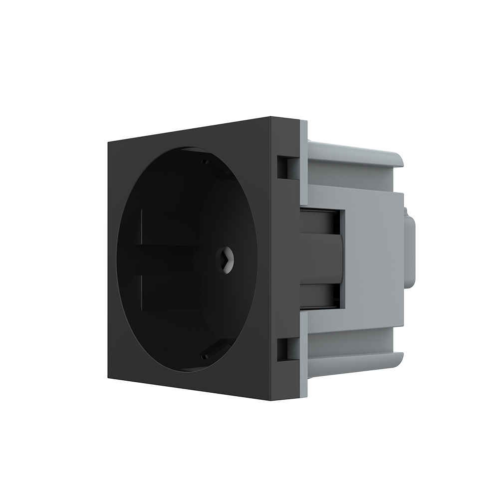Modul priza Schuko Livolo VL-FCTC16A- 2BP,  montaj ingropat, negru, 45 x 45 x 32 mm