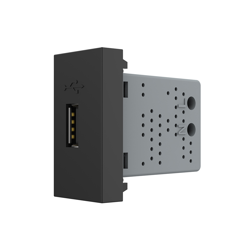 Modul priza USB Tip A Livolo VL-FCUS-1BP, policarbonat, negru