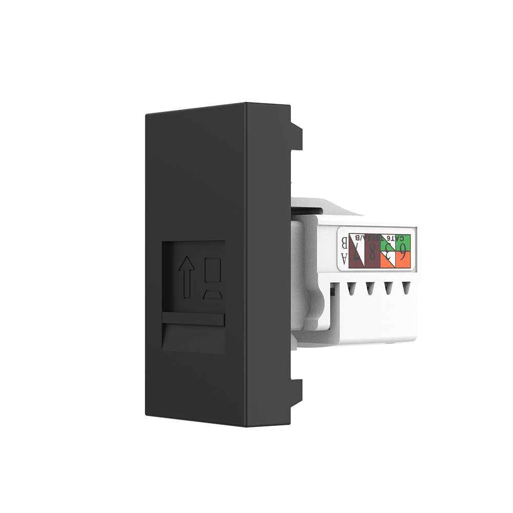 Modul priza retea RJ45 Livolo VL-FCCP-1BP, policarbonat, negru